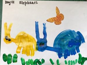 Tomatis child's painting of elephants during first intensive